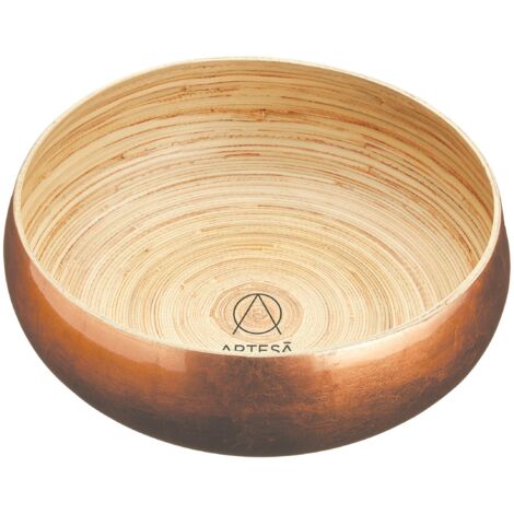 Ciotola di Artesa de in legno de in bambù con finitura in rame con lati rialzati, 26 cm, Bambù /Laccato de in rame
