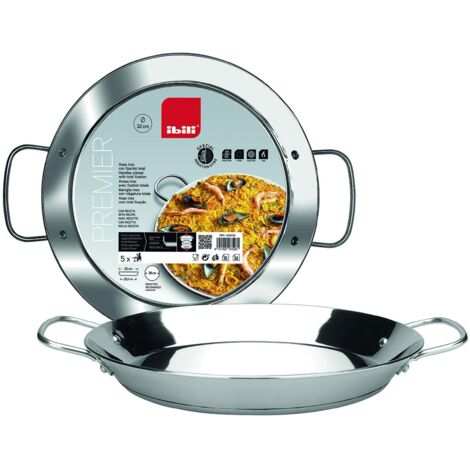 IBILI, Padella per paella premier, 36 cm, acciaio inox, 7 porzioni, adatta ai piani a induzione. (1/4)