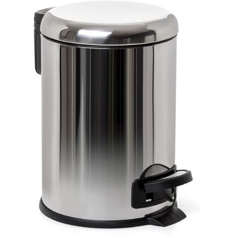 TATAY Cestino da Bagno con Pedale in acciaio inossidabile con pedale, Capacità 3L, Interno rimovibile, Chiusura ammortizzata, Senza BPA, Colore metallico. Misure 17,5 x 22,5 x 25 cm