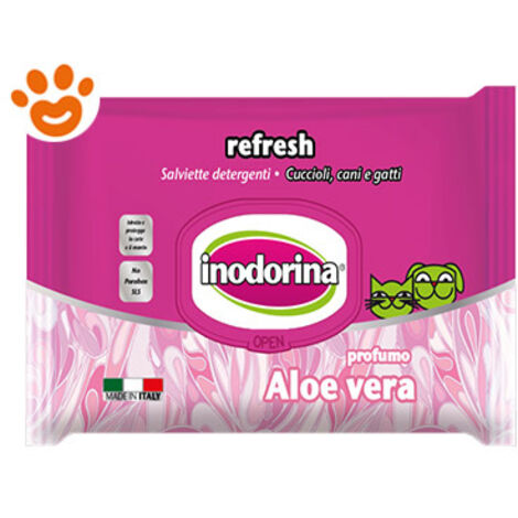 Salviettine Inumidite per Animali Domestici Inodorina REFRESH Aloe Vera