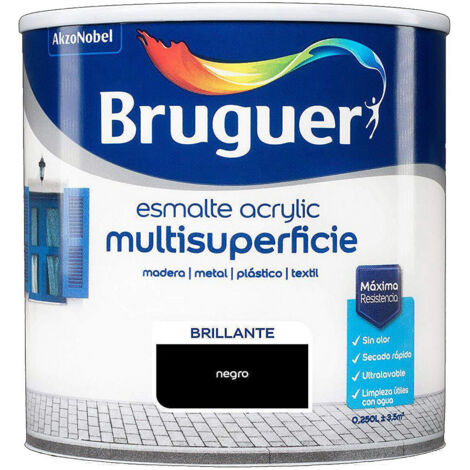 Smalto Acrilico Multisuperficie Nero Lucido 0,250L 5160658 BRUGUER