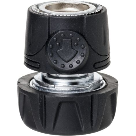 TATAY Connettore Rapido per Tubo da Giardino 3/4" (19mm), Connettore per raccordo universale, Installazione facile, Acciaio inossidabile e Resistente alla corrosione, Argento - Nero