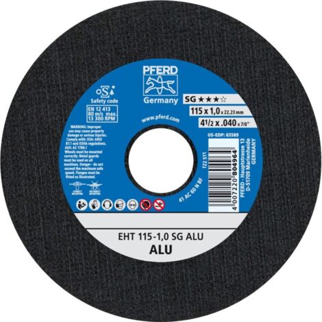 Taglio Ruota Sg-Elastic-Alu Per La Lavorazione Di Alluminio, Ø X Spessore. 115 X 1,0 Mm, Giusto Modello, La Velocità Massima. 13 300 Giri / Min