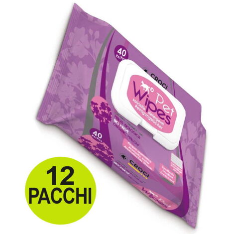 OFFERTA 12 Confezioni da 40 Salviette ciascuna umidificate alla Malva per gatti