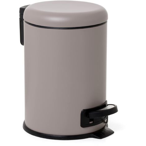 TATAY Cestino Bagno con Pedale 3L  Chiusura Ammortizzata  Secchio Interno Compatto Estraibile  Acciaio Inossidabile Resistente  Perfetto per Bagni Piccoli – Taupe
