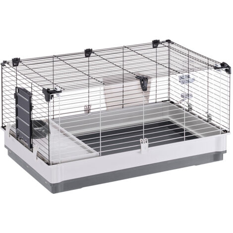 Ferplast KROLIK LARGE Gabbia per conigli e porcellini d'India con ampio spazio abitativo. Variante LARGE - Misure: 100 x 60 x h 50 cm - Grigio