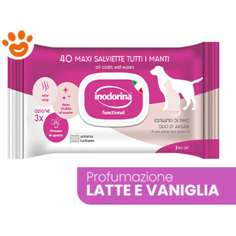 Salviettine Inumidite per Animali Domestici Inodorina REFRESH EXTRA Vanigliato
