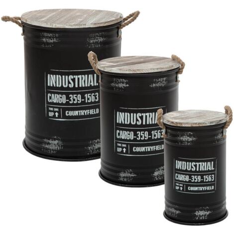 Portabottiglie nero x 3 industriale - Atmosphera créateur d'intérieur