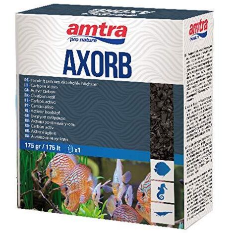 Amtra AXORB - Carbone Attivo Acquario di Origine Minerale, Acqua cristallina, previene Gli odori, Formato 1 Retina x 175 g