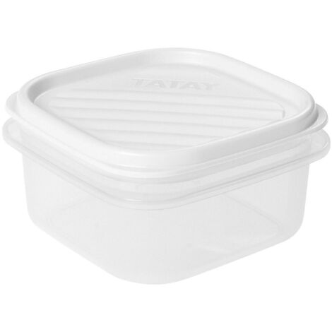 Tatay Contenitore per Alimenti, Ermetico, Capacità 0,3L, Coperchio a scatto flessibile, senza BPA, Adatto al microonde e alla lavastoviglie, Bianco. Dimensione: 10 x 10 x 5,5 cm