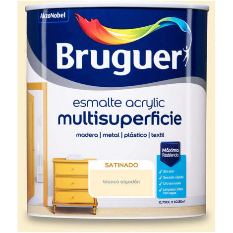 Smalto acrilico multisuperficie in cotone bianco satinato 0,750 l 5057441 BRUGUER