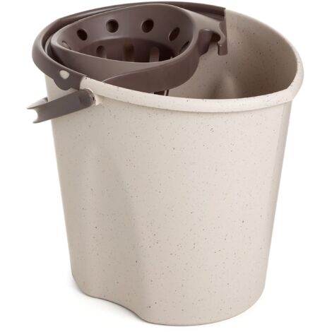 TATAY Secchio per mocio Oval ECOHOME, Polipropilene, Senza BPA, scarico a pressione, con manici. Fatto in Spagna, 100% materiale riciclato, Colore Beige.