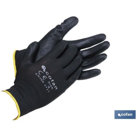 Guanto in poliestere impregnato al 100% in Pu, blister nero, taglia 11