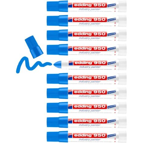 Edding 950 Marcatore a Cera Blu Punta Tonda 10 mm Permanente Impermeabile (1/5)