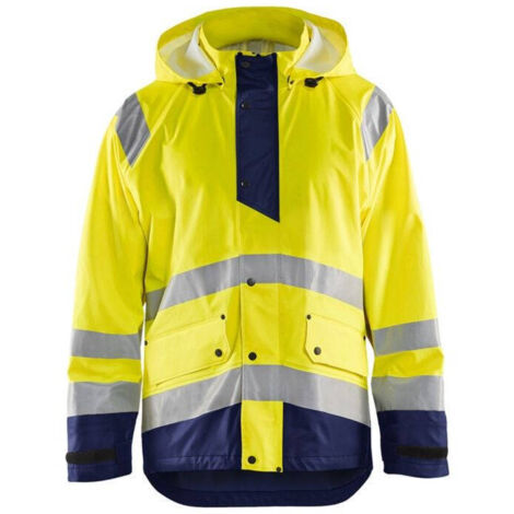 Giacca impermeabile ad alta visibilità livello 1 4323 - Giallo fluorescente/Blu navy XS (1/4)
