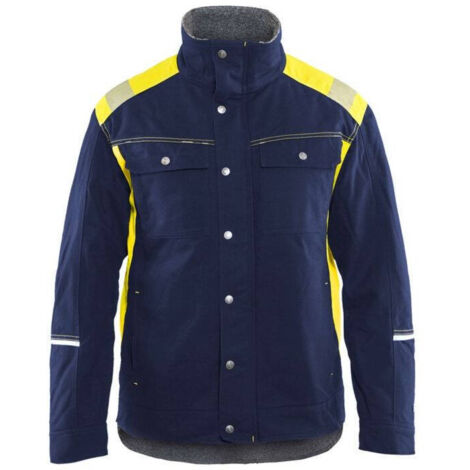 Giacca da lavoro artigianale foderata dettagli fluorescenza 4915 - Blu navy/Giallo fluorescente XS (1/2)