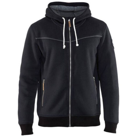 Felpa da lavoro con cappuccio con zip, fodera termica 4933 - Nero 4XL