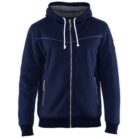 Felpa da lavoro con cappuccio con zip e fodera termica 4933 - Blu navy XXXL
