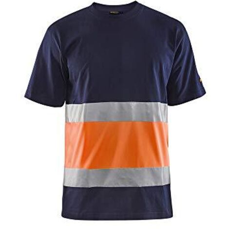 Maglietta da lavoro ad alta visibilità 3387 - Blu navy/Arancione fluorescente M (1/3)