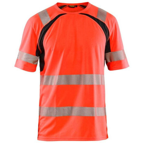 Maglietta da lavoro antiradiazioni UV ad alta visibilità 3397 - Rosso fluorescente/Nero XS (1/4)