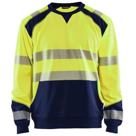 Felpa da lavoro ad alta visibilità 3541 - Giallo fluorescente/Blu navy XXL