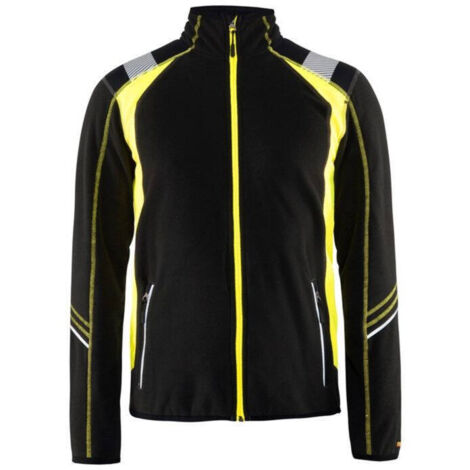 Giacca da lavoro in micropile dettagli fluorescente 4993 - Nero/Giallo fluorescente XXL