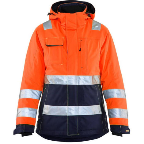 Giacca da lavoro foderata alta visibilità donna 4872 - Arancione fluorescente/Marine XXL (1/4)