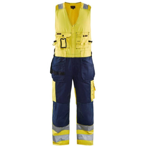 Tuta da lavoro senza maniche alta visibilità 2653 - Giallo fluorescente/Navy 52 (1/4)