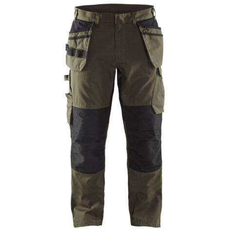 Pantaloni da lavoro con tasche flottanti elasticizzati 1496 - Verde kaki/Nero 3XL - FR(54) - SE(C60) - Standard (1/5)