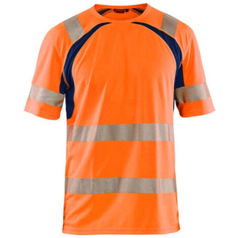Maglietta da lavoro antiradiazioni UV ad alta visibilità 3397 - Arancione fluorescente/Marine XS (1/4)