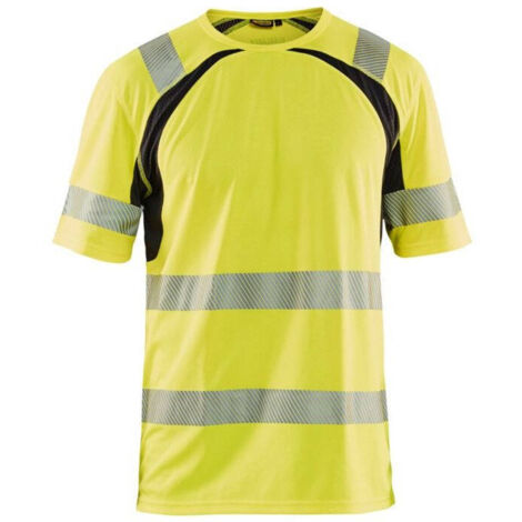 Maglietta da lavoro antiradiazioni UV ad alta visibilità 3397 - Giallo fluorescente/Nero S (1/4)