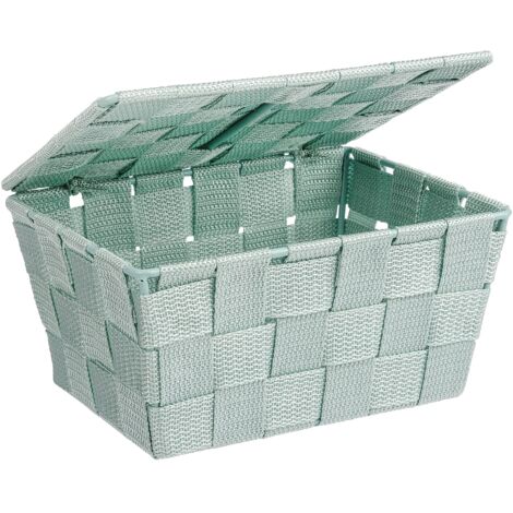 Wenko Cestino con coperchio Adria verde menta, Polipropilene, 19 x 10 x 14 cm, Verde menta