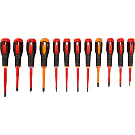 Strumento per elettricista Bahco ergo slim insulated vde 12 pezzi isolato codificato