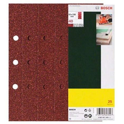 Set di fogli abrasivi per levigatrici oscillanti, B&D con foro da 8, 93 x 230 mm, K240, 25 pezzi
