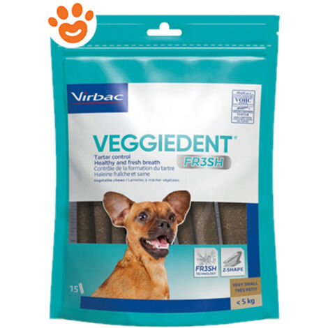 Virbac Dog Veggiedent Fr3sh Stick  - Virbac Dog Veggiedent Fr3sh Stick - Confezione da 15 Stick Taglia XS ( 5 Kg)