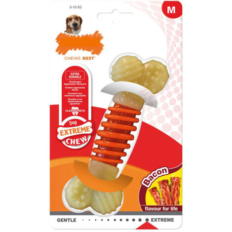 Giocattolo da mordere per cani Nylabone Extreme Chew Pro Action Bacon Taglia M Nylon