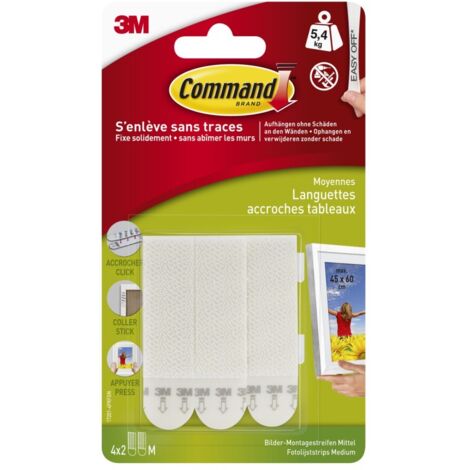 Command Strisce Appendiquadri Piccole, Set di 8 Strisce Adesive Rimovibili per Appendere Quadri, Cornici, Poster, Foto su Muro e Pareti, Senza Chiodi, Peso Fino a 1.8 Kg, Dimensione 20x25 cm