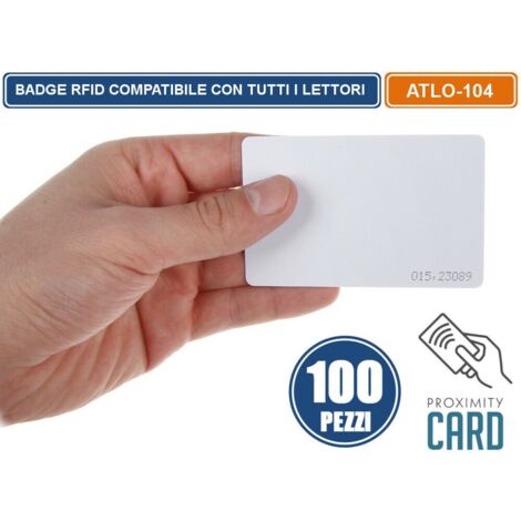 100 PEZZI TAG RFID BADGE APRICANCELLO INSERITORE CHIAVE ANTIFURTO PROSSIMITA' ATLO-104