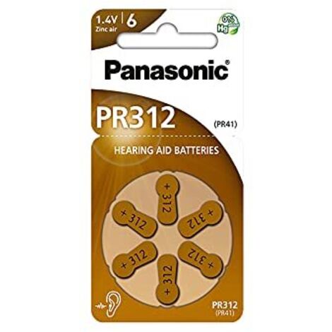 Panasonic PR 312 Pile per Apparecchi Acustici Zinc Air 6 Pezzi Rad (1/4)