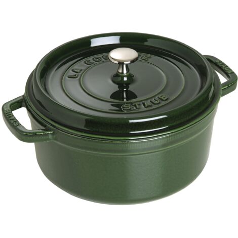 STAUB- Cocotte en Fonte Émaillée avec Couvercle, Tous feux dont induction, 4 personnes, Ronde, 24 cm, 3,80 L, 5 kg, Vert/Basilic (1/5)