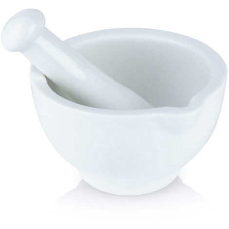 Mortaio Con Becco e Pestello in Porcellana Per Macinare Erbe e Ingredienti 11 Cm (1/5)