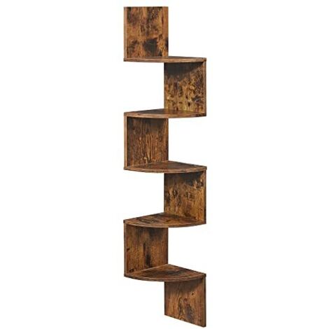 VASAGLE Estantería para Esquina de 5 Niveles, Estantería Esquinera, Estante de Exhibición de Madera, Ideal para Cocina, Dormitorio, Sala de Estar, Estudio, Marrón Rústico por SONGMICS (1/5)