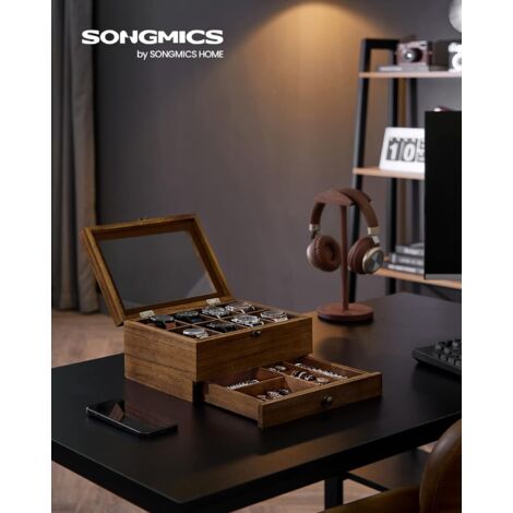Songmics Elegante Scatola Porta Orologi in Legno Rustico