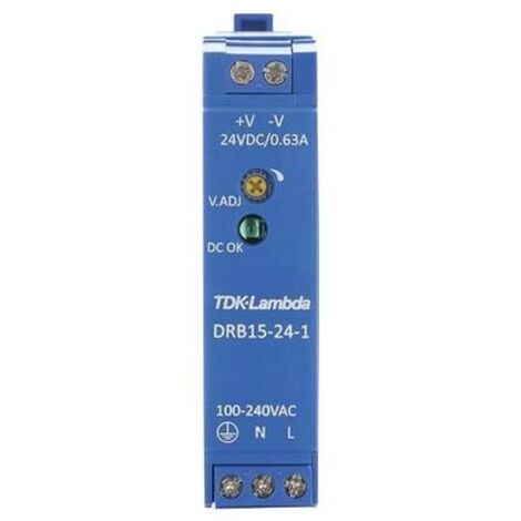 TDK-Lambda DRB15-24-1 Alimentatore per guida DIN 24 V/DC 0.63 A 15 W Num. uscite:1 x Contenuto 1 pz. (1/5)