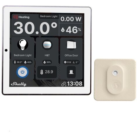 Shelly Wall Display Bianco + Blu H&T, Starter Pack Smart Control e monitoraggio ambientale,WLAN e Bluetooth, Termostato, Relè 5 A integrato, Conduttore neutro, Avorio (1/3)
