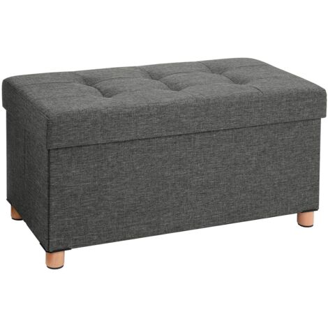 Pouf Cubo Poggiapiedi Sgabello Contenitore Cassapanca Pieghevole Carico Max 300 kg 76 x 38 x 40 cm Grigio Scuro (1/10)