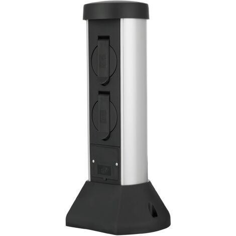 REV SilverCraft - Presa esterna da giardino, H36 cm, cavo 2 m, 3500 W, IP44, colore: Nero (1/5)