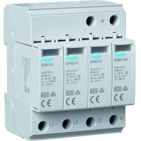 Parafoudre Hager SPB413 4 poli 20 kA 275 V (1/4)