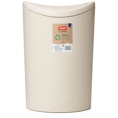 Tatay Pattumiera da Bagno con Coperchio Ribaltabile Ecohome, Capacità 6 Litri, Realizzata in Polipropilene, Senza Bpa, Materiale Riciclato al 100%, Misura 19 x 19 x 28 cm (1/5)