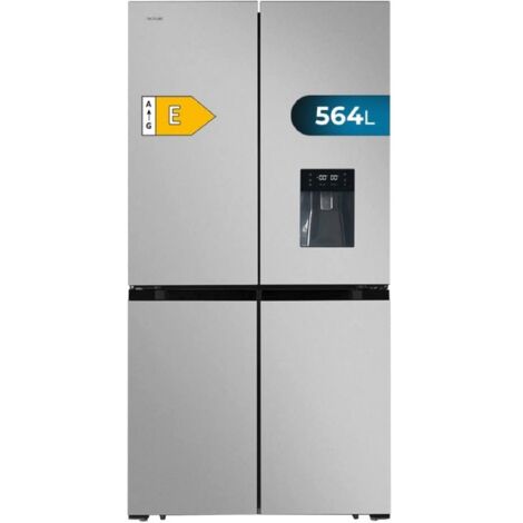 Cecotec Frigorifero Americano 4 Porte Inox de 560 L Bolero CoolMarket 4D 564 Inox E. 183 cm de Alto, 91 cm de Largo, Dispenser Acqua de Acqua, Basso Consumo, Motore Inverter Plus, Total NoFrost
